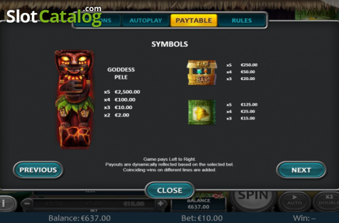 Paytable 1. Totems of Fortune slot