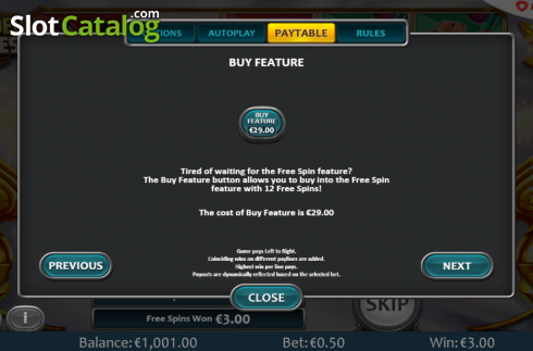 Paytable 3. The Golden Games slot