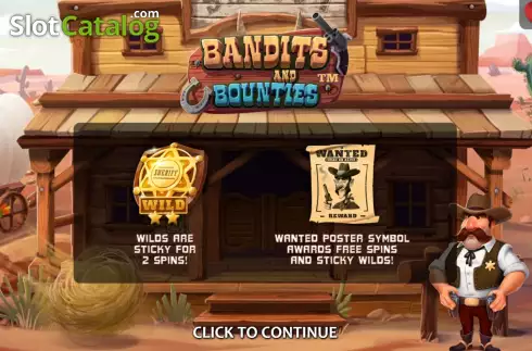 Start Game screen. Bandits and Bounties slot