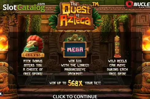 Intro screen. The Quest of Azteca slot