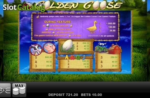 Paytable. Golden Goose slot