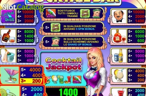 Paytable. Cocktail Bar (Octavian Gaming) slot