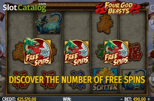 Free spins screen. Four God Beasts slot