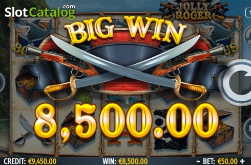 Big win screen. Jolly Roger (Octavian Gaming) slot