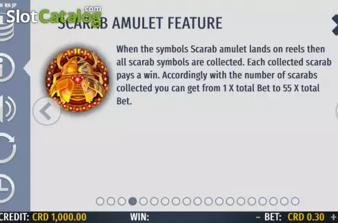Scarab amulet feature screen. Gold of Ra (Octavian Gaming) slot