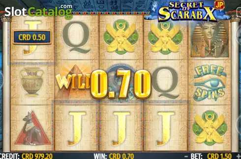 Win screen. Secret Of Scarabx slot