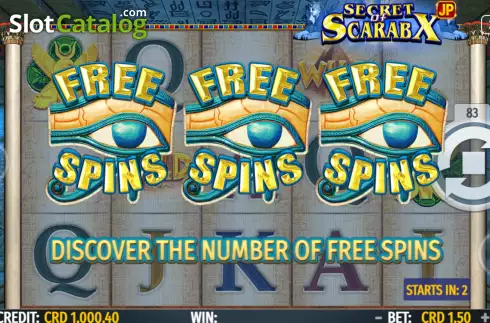 Free Spins screen. Secret Of Scarabx slot