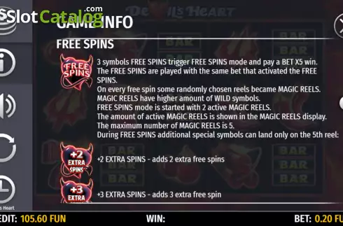 Free Spins feature screen. Devils Heart slot