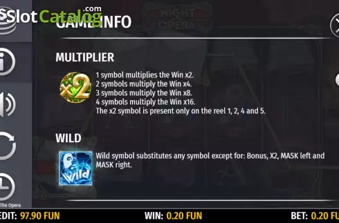 Multiplier and Wild screen. Night At The Opera slot
