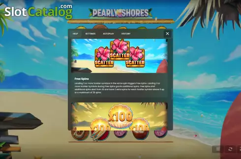 Free Spins screen. Pearly Shores slot