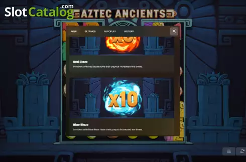 Blaze symbols screen. Aztec Ancients slot