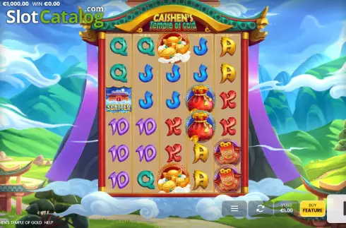 Game Screen. Caishen's Temple of Gold slot