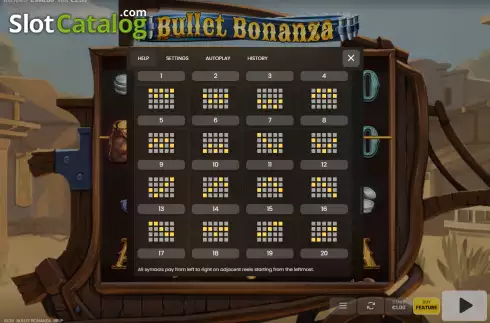 Paylines screen 2. Bullet Bonanza slot