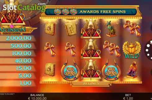 Reels Screen. Ascension Rise to Riches slot