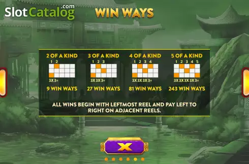 Win Ways screen. Money Frog (OneGame) slot