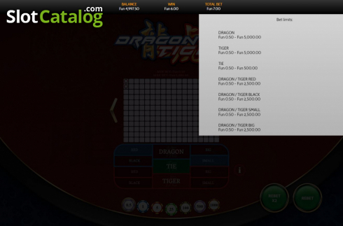 Paytable 2. Dragon Tiger (OneTouch) slot