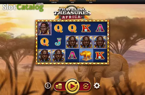 Game screen. Traveling Treasures Africa slot