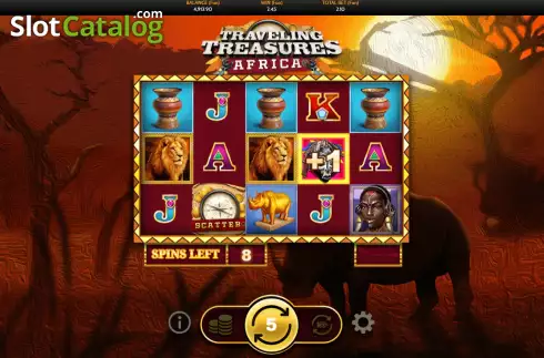 Free Games screen 3. Traveling Treasures Africa slot