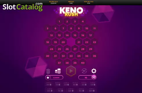 Game screen. Keno Rush slot