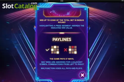Pay Lines screen. Bonus Track slot