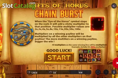 Start Screen. Gifts of Horus slot