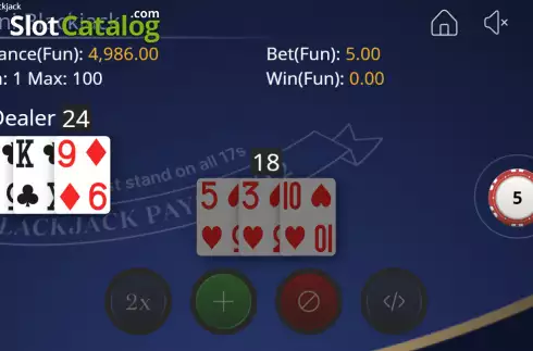 Ekran3. Mini Blackjack (OneTouch) yuvası