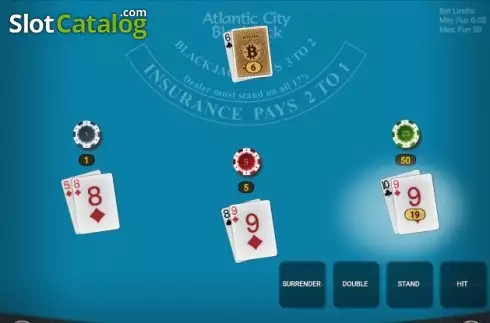 Bildschirm2. Satoshi Atlantic City Blackjack slot