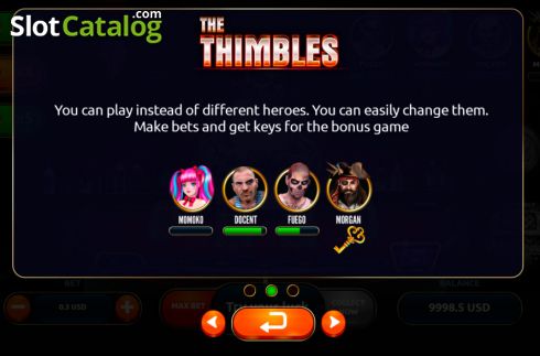 Game Heroes Screen. Thimble Dice slot