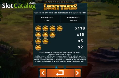 Bildschirm5. Lucky Tanks slot