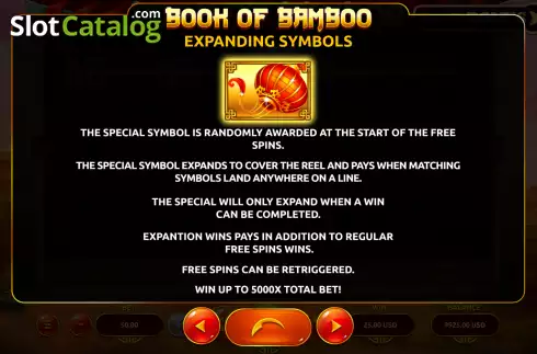 Expanding symbols screen. Book of Bamboo slot