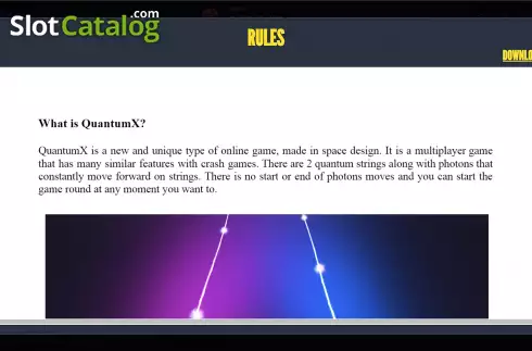 Rules Screen. Quantum X slot