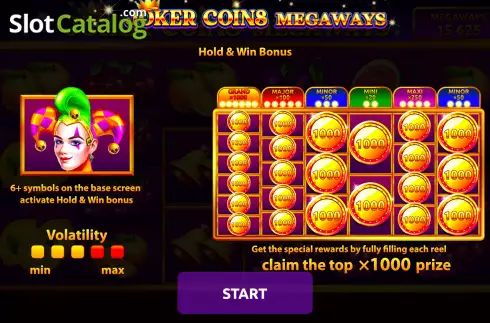 Start Screen. Joker Coins Megaways slot