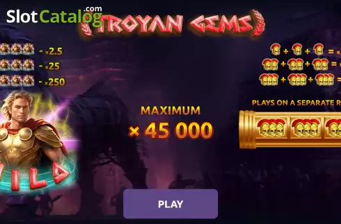 Start Game screen. Troyan Gems slot