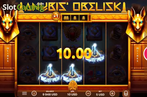 Win screen. Anubis’ Obelisk slot