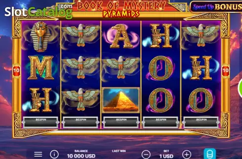 Game screen. Book of Mystery Pyramids slot