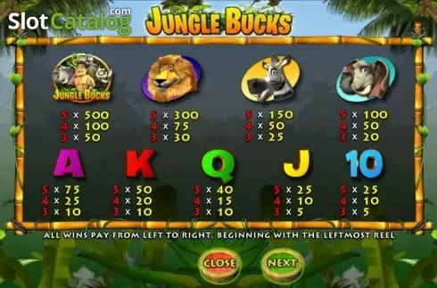 Bildschirm2. Jungle Bucks slot
