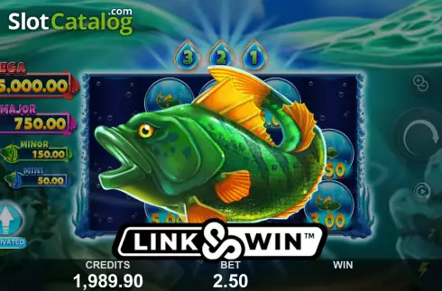 Bonus Game Win Screen. Big Mouth Fishin slot