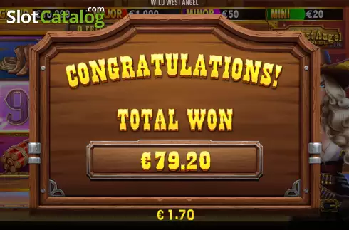 Win Free Spins screen. Wild West Angel slot