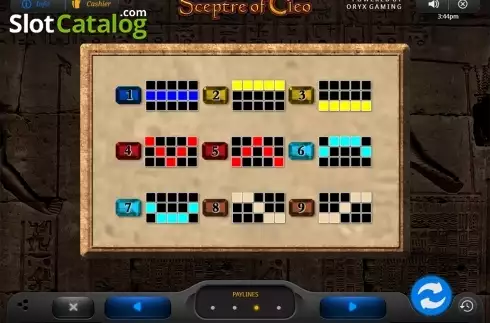 Paytable 3. Sceptre of Cleo slot