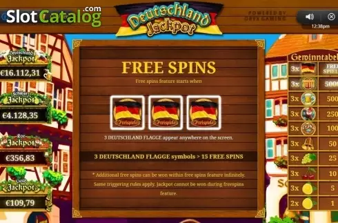 Free Spins. Deutschland Jackpot slot