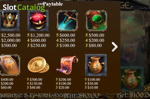 Paytable. Dragons Revenge (Mobilots) slot