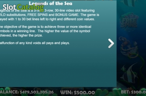 Game Rules. Legends of the Sea (Mobilots) slot
