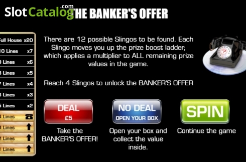 Bildschirm5. Slingo Deal or No Deal slot