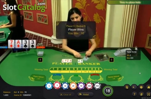 Game Screen. Knockout Baccarat Live Casino slot