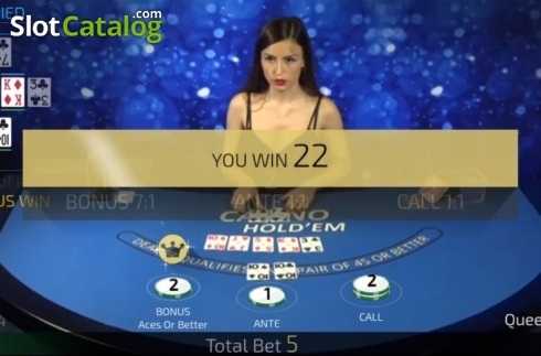 Skärmdump4. Casino Hold'Em Live Casino (Ezugi) slot