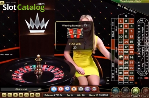 Game Screen. Roulette Live Casino (Ezugi) slot