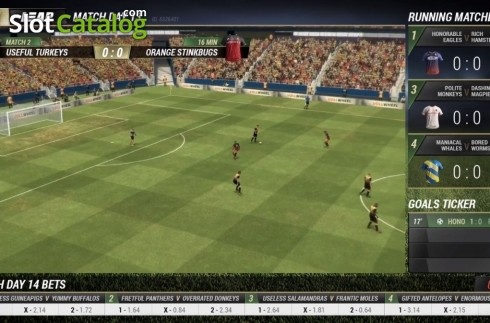 Game Screen. Virtual Football (Leap Gaming) slot