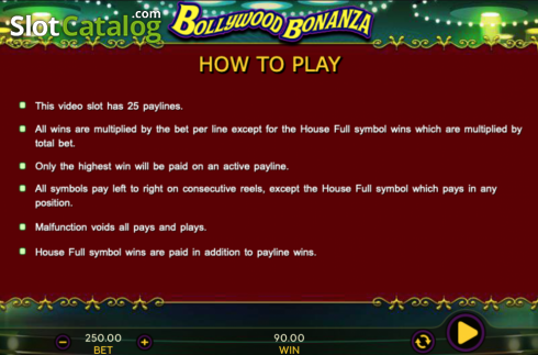 How to play. Bollywood Bonanza slot
