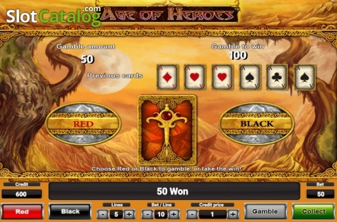 Gamble game screen . Age Of Heroes Deluxe slot