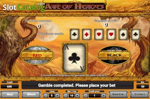 Gamble game screen 2. Age Of Heroes Deluxe slot